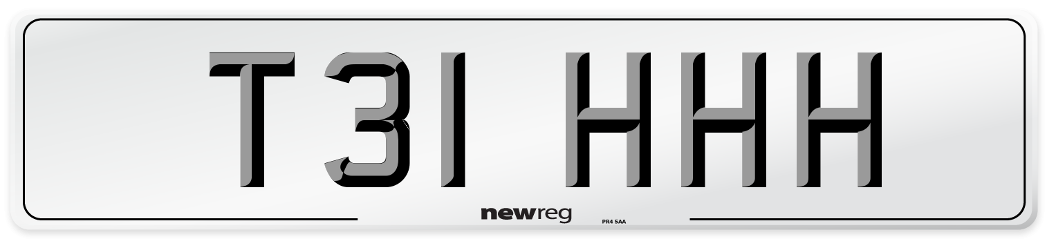 T31 HHH Number Plate from New Reg